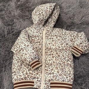 Girls floral print puffer jacket